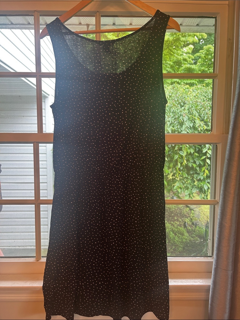 H&M Black Sleeveless Midi Dress with White Micro Dots - Picture 3 of 3